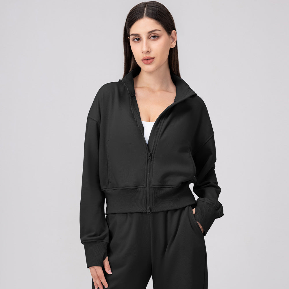 Winter Warm Cropped Fleece Hoodies Women Zip Up Loose Thick Jackets For Ladies Winter Clothes